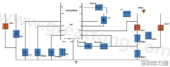 參考圖1的電流通路：把FET在導(dǎo)通狀態(tài)下流經(jīng)的通路標(biāo)記為紅色；把FET在關(guān)斷狀態(tài)下的迴路標(biāo)記為綠色。